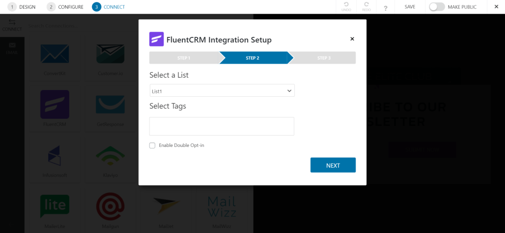 FluentCRM Select a List